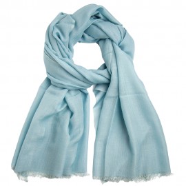 Lichtblauwe pashmina-omslagdoek in kasjmier en zijde