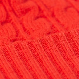 Oranjerode muts in merino/kasjmier