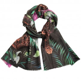Kasjmier-omslagdoek met luipaard en jungle print