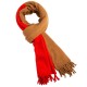 Camel/oranjerood sjaal in merino/kasjmier