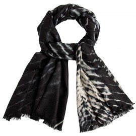 Zwart/wit batikgekleurde omslagdoek