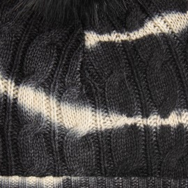 Tie dye gebreide muts in zwart en wit