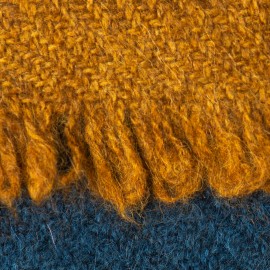 Jak-sjaal in naturel/marineblauw/goud