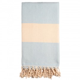 Lichtblauw/beige badhanddoek
