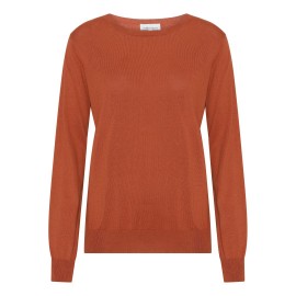 Oranje blouse in zijde/kasjmier ronde hals