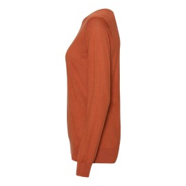 Oranje blouse in zijde/kasjmier ronde hals