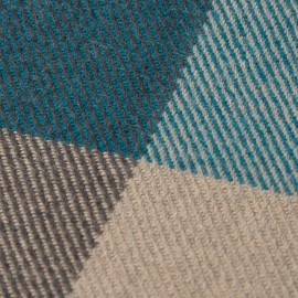 Handgeweven geruite plaid in blauw, beige en grijs