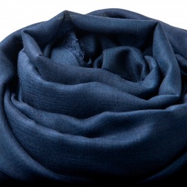 Extra grote kasjmier/zijde omslagdoek in marineblauw