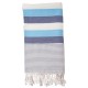 Gestreepte badhanddoek in wit en blauw