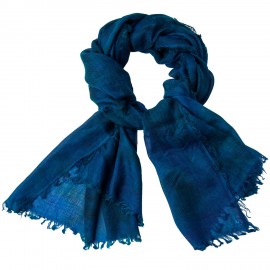 Kasjmier-omslagdoek in marineblauw spraypatroon