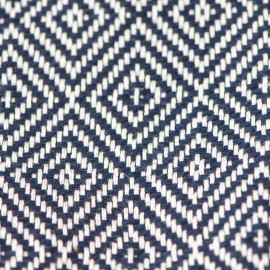 Marineblauwe hamamhanddoek in diamant en strepen