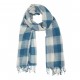 Geruite blauwe en witte sjaal in wol