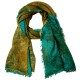 Kasjmier-omslagdoek in goud/turkoois spraypatroon