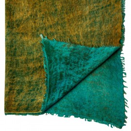 Kasjmier-omslagdoek in goud/turkoois spraypatroon