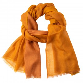 Grootgeruite kasjmier-omslagdoek in kerrie en warm beige