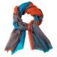 Grootgeruite kasjmier-omslagdoek in blauw en sienna