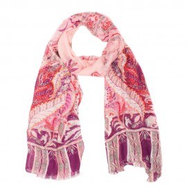 Modal/kasjmier-omslagdoek in roze en violet patroon