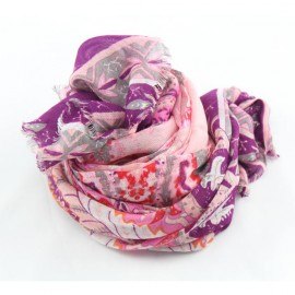 Modal/kasjmier-omslagdoek in roze en violet patroon