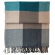 Handgeweven geruite plaid in blauw, beige en grijs