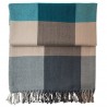 Handgeweven geruite plaid in blauw, beige en grijs