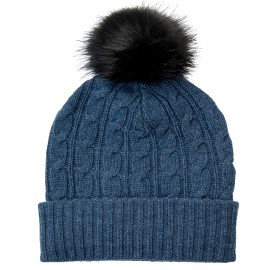 Indigoblauwe muts in merino/kasjmier