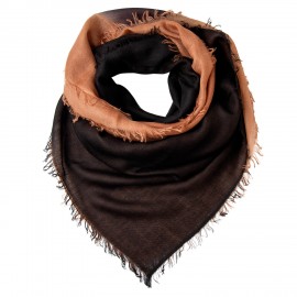 Vierkante sjaal in zwart/mokka dip-dye