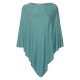 Petroleumgroene poncho in zijde/kasjmier