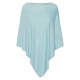Ijsblauwe poncho in zijde/kasjmier