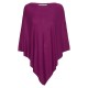 Pruimkleurige poncho in zijde/kasjmier