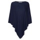 Marineblauwe poncho van lichte zijde/kasjmier-mix