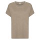 Taupegrijs T-shirt in zijde/kasjmier