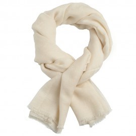 Gebroken witte jacquard pashmina-omslagdoek in puur kasjmier