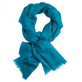 Petroleumblauwe jacquard geweven pashmina-omslagdoek