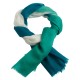 Driekleurige kasjmier-omslagdoek in azuurblauw, wit en zeegroen