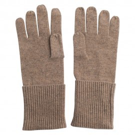 Gebreide kasjmier-handschoenen in beige mêlee