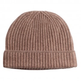Beige beanie in gebreid kasjmier