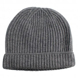 Lichtgrijze beanie in gebreid kasjmier