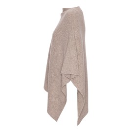 Beige poncho in gebreid kasjmier