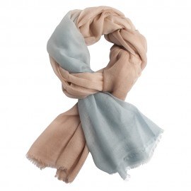Tweekleurige pashmina-omslagdoek in lichtblauw en beige