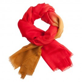 Tweekleurige pashmina-omslagdoek in rood en goud