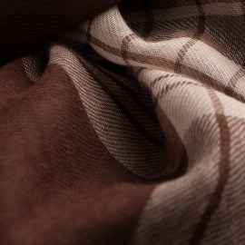 Schots geruite pashmina-omslagdoek in chocolade- en cr&egrave;me