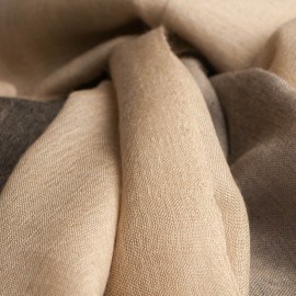 Kasjmier/zijde omslagdoek in beige, grijs en zwart