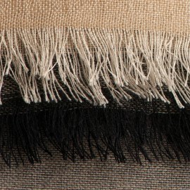 Kasjmier/zijde omslagdoek in beige, grijs en zwart
