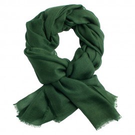 Legergroene pashmina-omslagdoek in dubbeldraads kasjmier