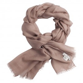Grijsbeige pashmina-omslagdoek in dubbeldraads kasjmier keper
