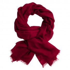 Bordeauxrode pashmina-omslagdoek in dubbeldraads kasjmier