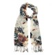 Wollen sjaal met zwart/bruin bloemenprint