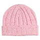 Roze gevlamde kasjmier-muts met rib