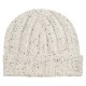 Witte gevlamde kasjmier-muts met rib