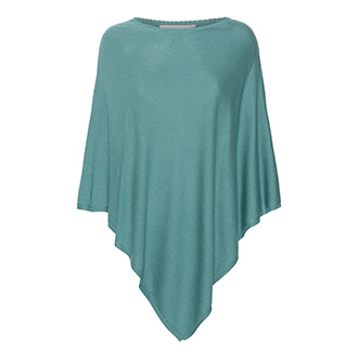 Petroleumgroene poncho in zijde/kasjmier